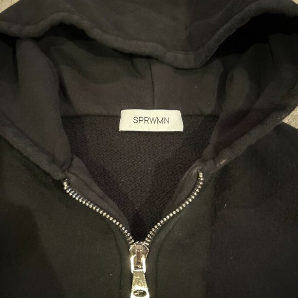 SPRWMN Black classic zip-up hoodie - Picture 2 of 4
